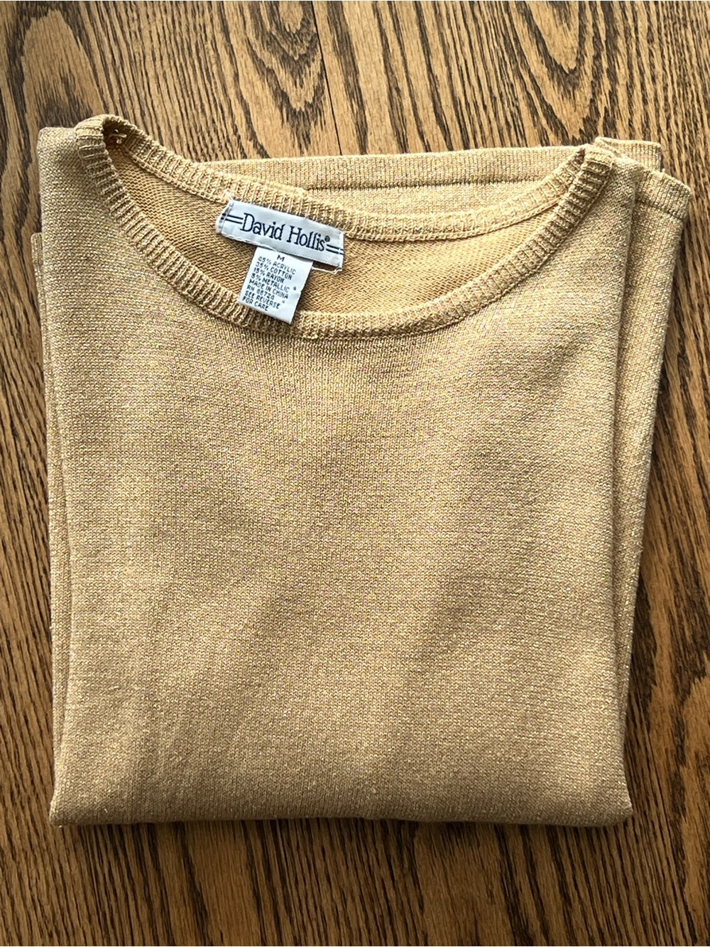 David Hollis Women's Short-Sleeve Tee in Light Gold shimmer.